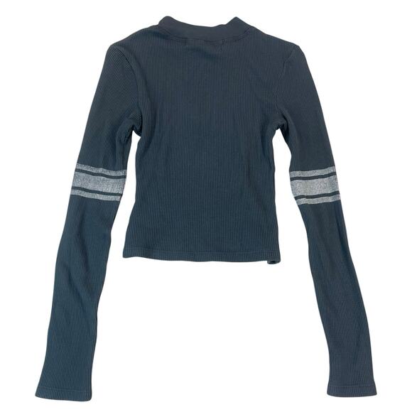 Free People Daydreamer QUEEN OF SPADES Thermal Crop Top Womens Sz XS Mock Neck - Picture 4 of 12